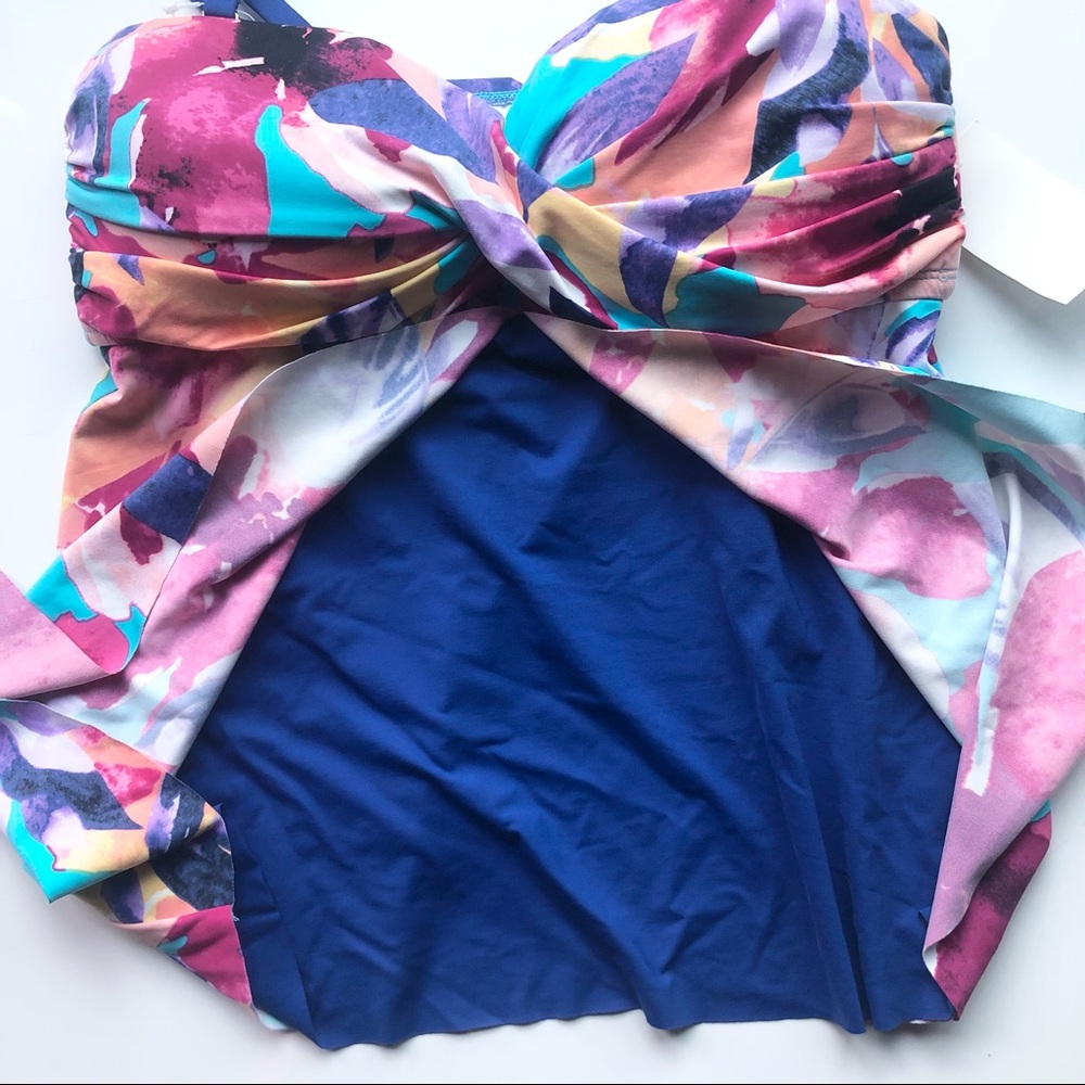NEW 24th & Ocean Women’s swim top in pink/blue -size small - Picture 5 of 9